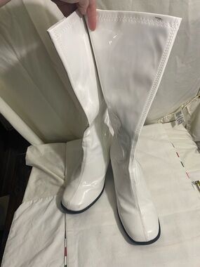 White Ellie Patent Knee High Women's Boots